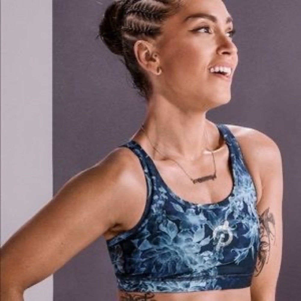 Peloton x WITH Blue Floral Sport Bra Size Small